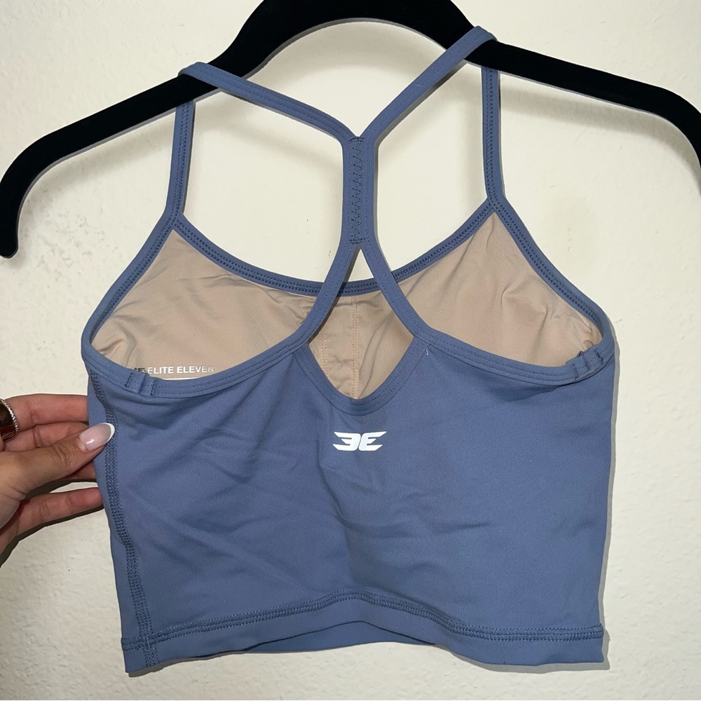 Blue Cropped Workout Tank - Picture 3 of 4